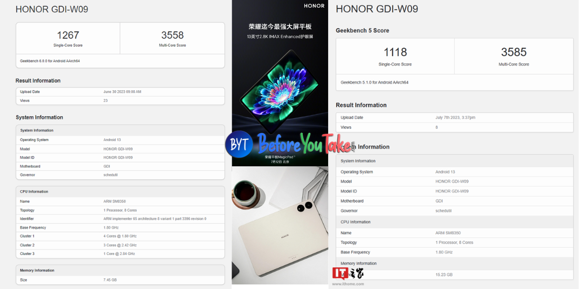 Honor MagicPad 13 Tablet Spotted on Geekbench with Snapdragon 888 - Specs and Details - Tech News India - Tech Updates - Before You Take