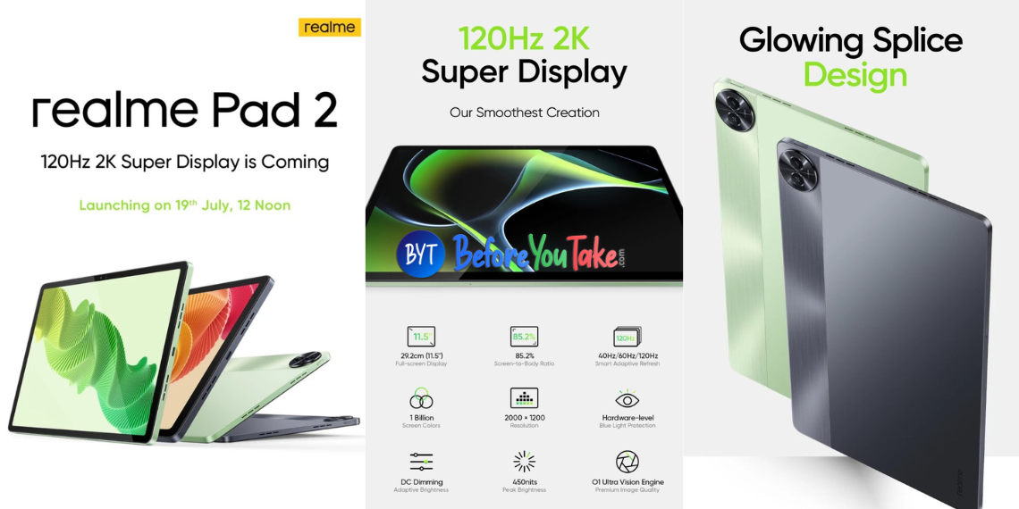 Realme Pad 2 Launch Confirmed - Larger 11.5-Inch 2K Display, Quad Speakers, and Eye-Catching Design - Tech News India - Updates - Before You Take