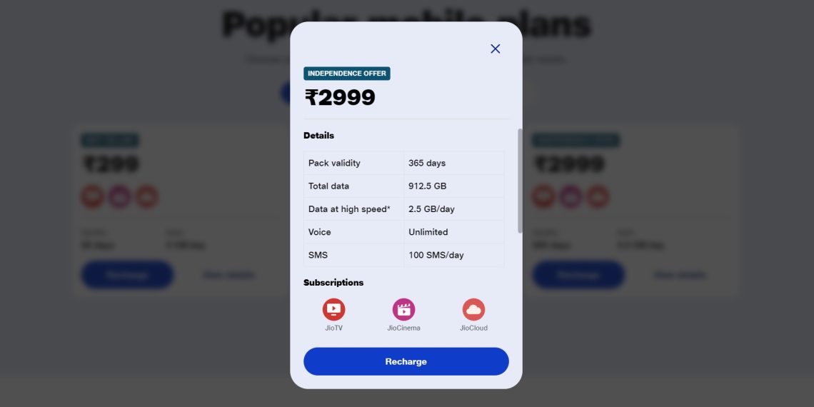 Jio's Annual Independence Day Offer Returns - Check Out the Benefits of the Rs 2,999 Recharge Plan - Tech News India - Updates - Telecom News - Before You Take