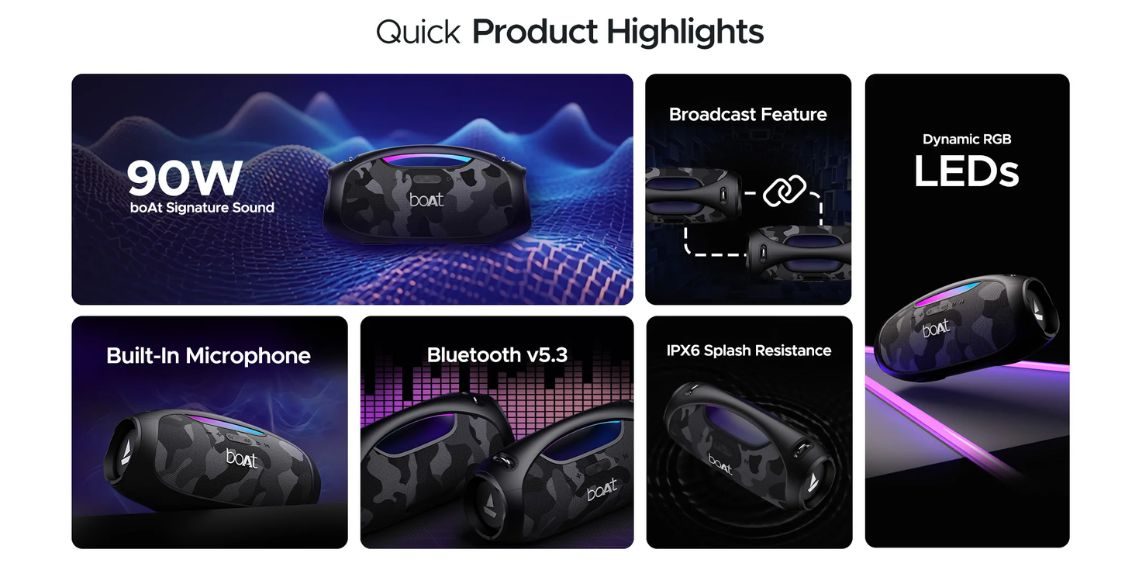 Boat Stone 1800 Bluetooth Speaker - Unleash a Power-Packed 90W RMS Sound and Vibrant RGB Lights for the Ultimate Party Experience - Tech News - Before You Take