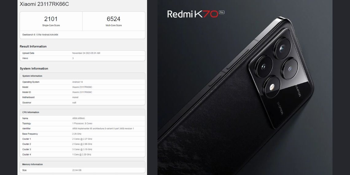 Redmi K70 Pro - Geekbench Performance, Leaked RAM Configurations, and Detailed Specifications Pre-launch - Tech News - Updates - Before You Take