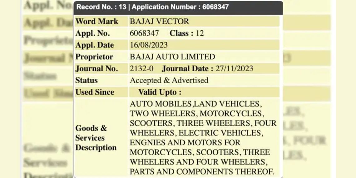 Insights into Bajaj Vector - Potential Electric Scooter Development Unveiled by Recent Trademark Filings - Tech News - Vehicles Updates - Before You Take (1)