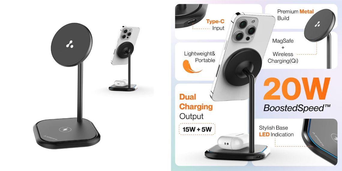 Ambrane Launches ‘AeroSync Duo’ 20W MagSafe 2-in-1 Wireless Charging Stand for Rs. 2,999 - Full Specs and Details - Tech News - Before You Take