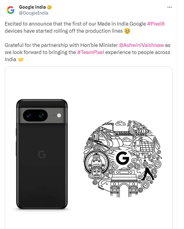 Google Pixel 8 Production Begins in India Ashwini Vaishnaw Showcases Made-in-India Device and Announces New Pixel 9 Series - Before You Take 1