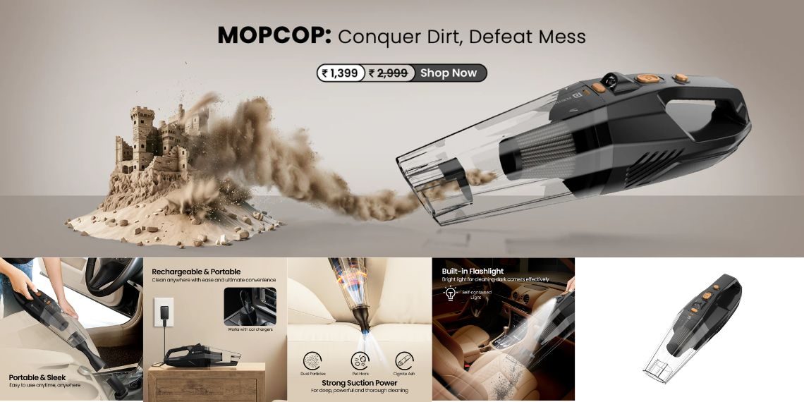 Portronics Mopcop Compact Vacuum Cleaner Launched in India - Price, Features, Specifications, and Availability Details - Tech News - Updates - Before You Take
