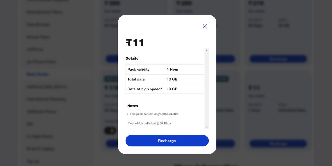 Jio Launches Rs 11 Prepaid Data Booster with 10GB High-Speed 4G Short-Term Solution for Extra Data Needs - Tech News - Updates - Before You Take (1)