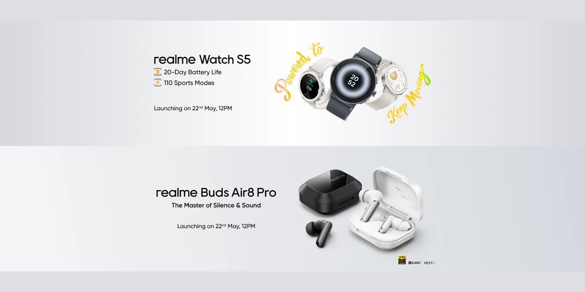 Realme Buds Air 8 Pro and Realme Watch S5 India Launch Confirmed With ANC, AMOLED Display, AI Features Tech News - Before You Take
